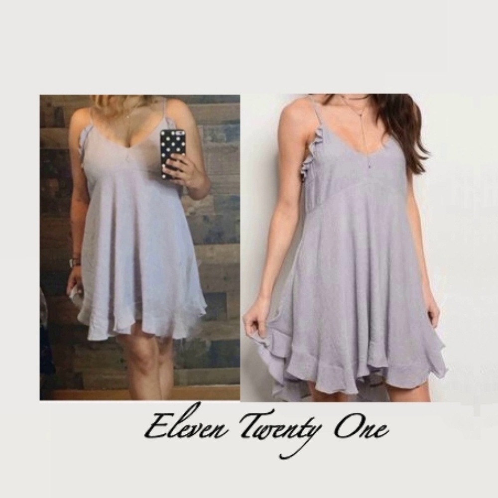 Flirty V-neck Spaghetti Strap Ruffle Detail Dress